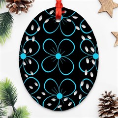 Blue Flowers Oval Filigree Ornament (2-side) 