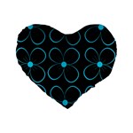 Blue flowers Standard 16  Premium Heart Shape Cushions Front