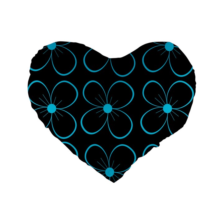 Blue flowers Standard 16  Premium Heart Shape Cushions