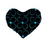 Blue flowers Standard 16  Premium Heart Shape Cushions Back