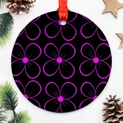 Purple Floral Pattern Ornament (round)  by Valentinaart