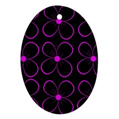 Purple Floral Pattern Ornament (oval)  by Valentinaart