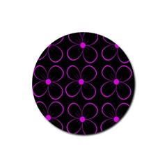 Purple Floral Pattern Rubber Coaster (round)  by Valentinaart