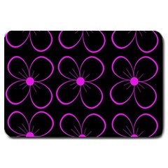 Purple Floral Pattern Large Doormat  by Valentinaart