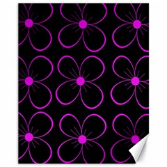 Purple Floral Pattern Canvas 11  X 14   by Valentinaart