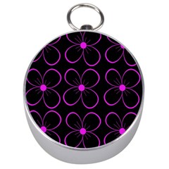 Purple Floral Pattern Silver Compasses by Valentinaart