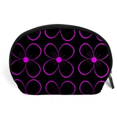 Purple Floral Pattern Accessory Pouches (large)  by Valentinaart