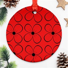 Red Floral Pattern Ornament (round)  by Valentinaart