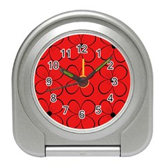 Red Floral Pattern Travel Alarm Clocks by Valentinaart