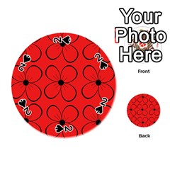 Red Floral Pattern Playing Cards 54 (round)  by Valentinaart