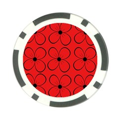 Red Floral Pattern Poker Chip Card Guards