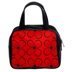 Red Floral Pattern Classic Handbags (2 Sides) by Valentinaart