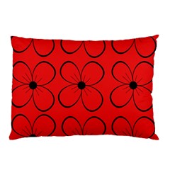 Red Floral Pattern Pillow Case by Valentinaart