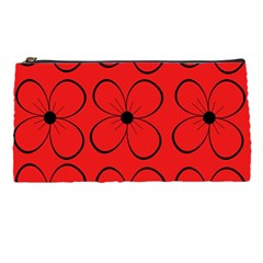 Red Floral Pattern Pencil Cases by Valentinaart