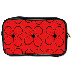 Red Floral Pattern Toiletries Bags 2-side by Valentinaart