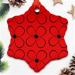 Red floral pattern Snowflake Ornament (2-Side) Front