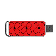 Red Floral Pattern Portable Usb Flash (two Sides)