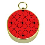 Red floral pattern Gold Compasses Front