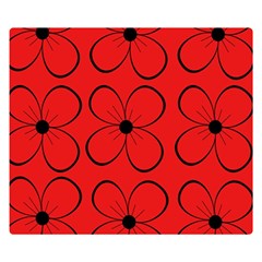 Red Floral Pattern Double Sided Flano Blanket (small) 