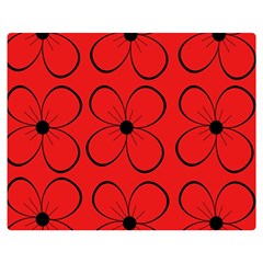 Red Floral Pattern Double Sided Flano Blanket (medium) 