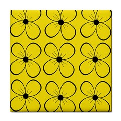 Yellow Floral Pattern Tile Coasters by Valentinaart