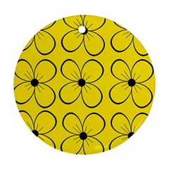 Yellow Floral Pattern Ornament (round)  by Valentinaart