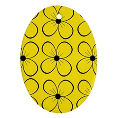 Yellow Floral Pattern Ornament (oval)  by Valentinaart