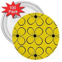 Yellow Floral Pattern 3  Buttons (100 Pack)  by Valentinaart