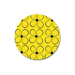 Yellow Floral Pattern Magnet 3  (round) by Valentinaart