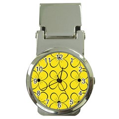 Yellow Floral Pattern Money Clip Watches by Valentinaart