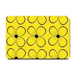 Yellow Floral Pattern Small Doormat  by Valentinaart