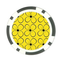 Yellow Floral Pattern Poker Chip Card Guards (10 Pack)  by Valentinaart