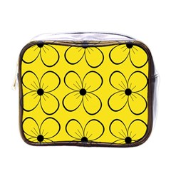 Yellow Floral Pattern Mini Toiletries Bags by Valentinaart