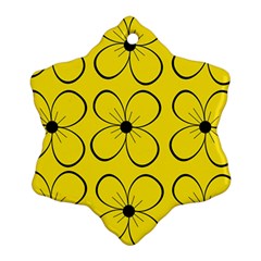 Yellow Floral Pattern Ornament (snowflake)  by Valentinaart