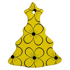 Yellow Floral Pattern Ornament (christmas Tree) by Valentinaart