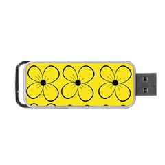 Yellow Floral Pattern Portable Usb Flash (two Sides)