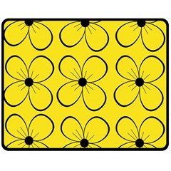 Yellow Floral Pattern Double Sided Fleece Blanket (medium) 