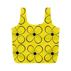 Yellow Floral Pattern Full Print Recycle Bags (m)  by Valentinaart