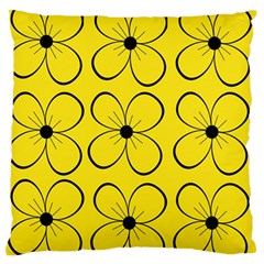 Yellow Floral Pattern Large Flano Cushion Case (one Side)