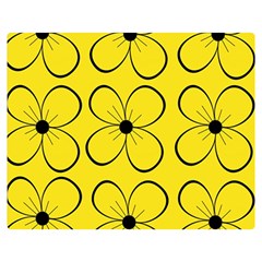 Yellow Floral Pattern Double Sided Flano Blanket (medium)  by Valentinaart