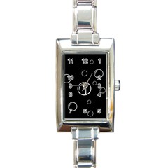 Black And White Bubbles Rectangle Italian Charm Watch by Valentinaart