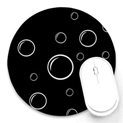 Black And White Bubbles Round Mousepads by Valentinaart