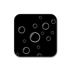 Black And White Bubbles Rubber Coaster (square) 