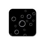 Black and white bubbles Rubber Coaster (Square)  Front