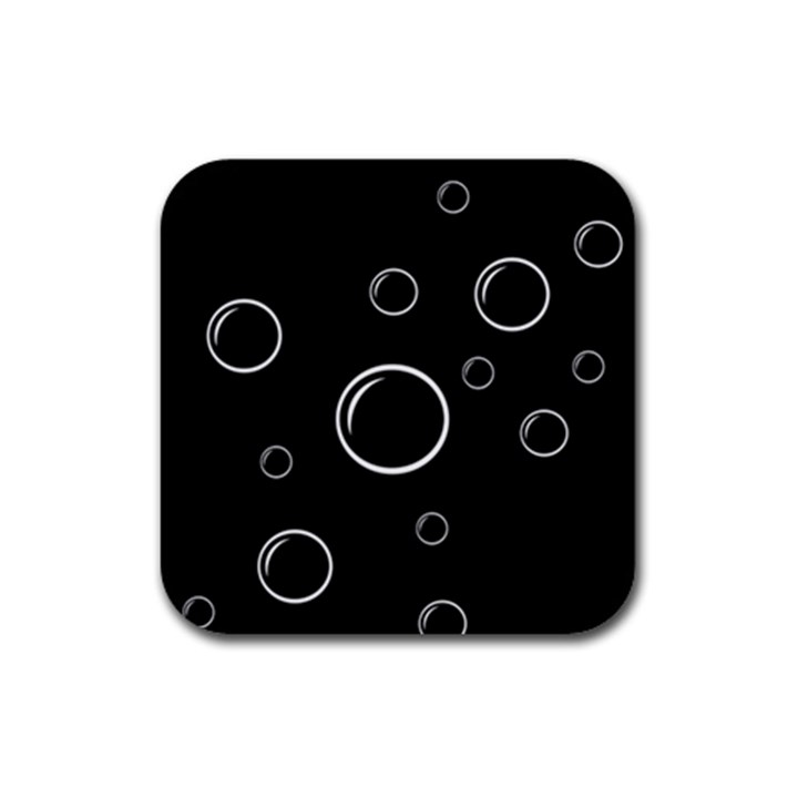 Black and white bubbles Rubber Coaster (Square) 