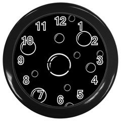 Black And White Bubbles Wall Clocks (black) by Valentinaart