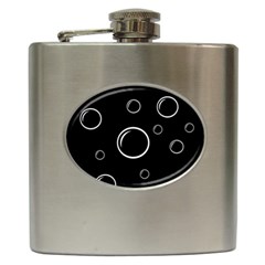 Black And White Bubbles Hip Flask (6 Oz) by Valentinaart