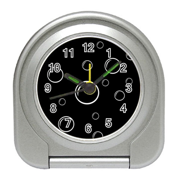 Black and white bubbles Travel Alarm Clocks