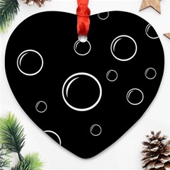 Black And White Bubbles Heart Ornament (2 Sides) by Valentinaart