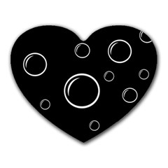 Black And White Bubbles Heart Mousepads by Valentinaart